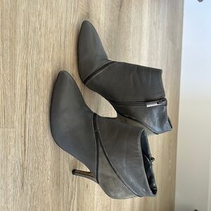 Saks Fifth Avenue Gray Heeled Boots with Chunky Heel